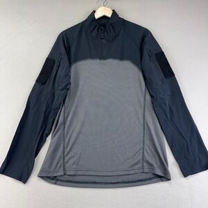 MASSIF‎ Tactical Baselayer Mens Large Black/Grey 1/4 Zip Long Sleeve Shirt